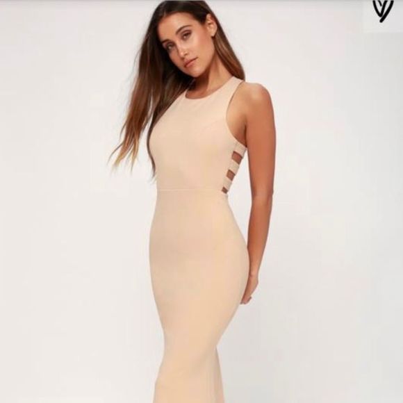 NWT Lulu’s Power of Wow Nude Backless Maxi Dress - Picture 12 of 12